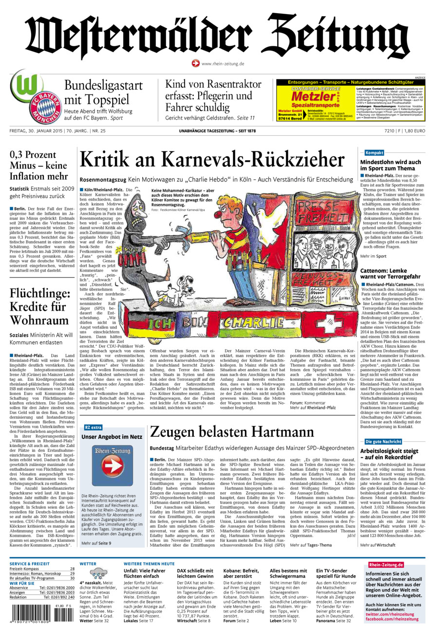 Westerwälder Zeitung vom Freitag, 30.01.2015