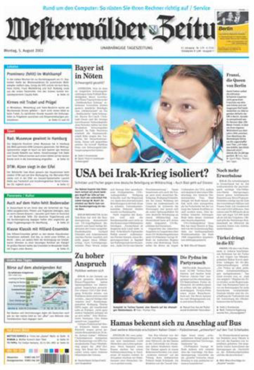 Westerwälder Zeitung vom Montag, 05.08.2002