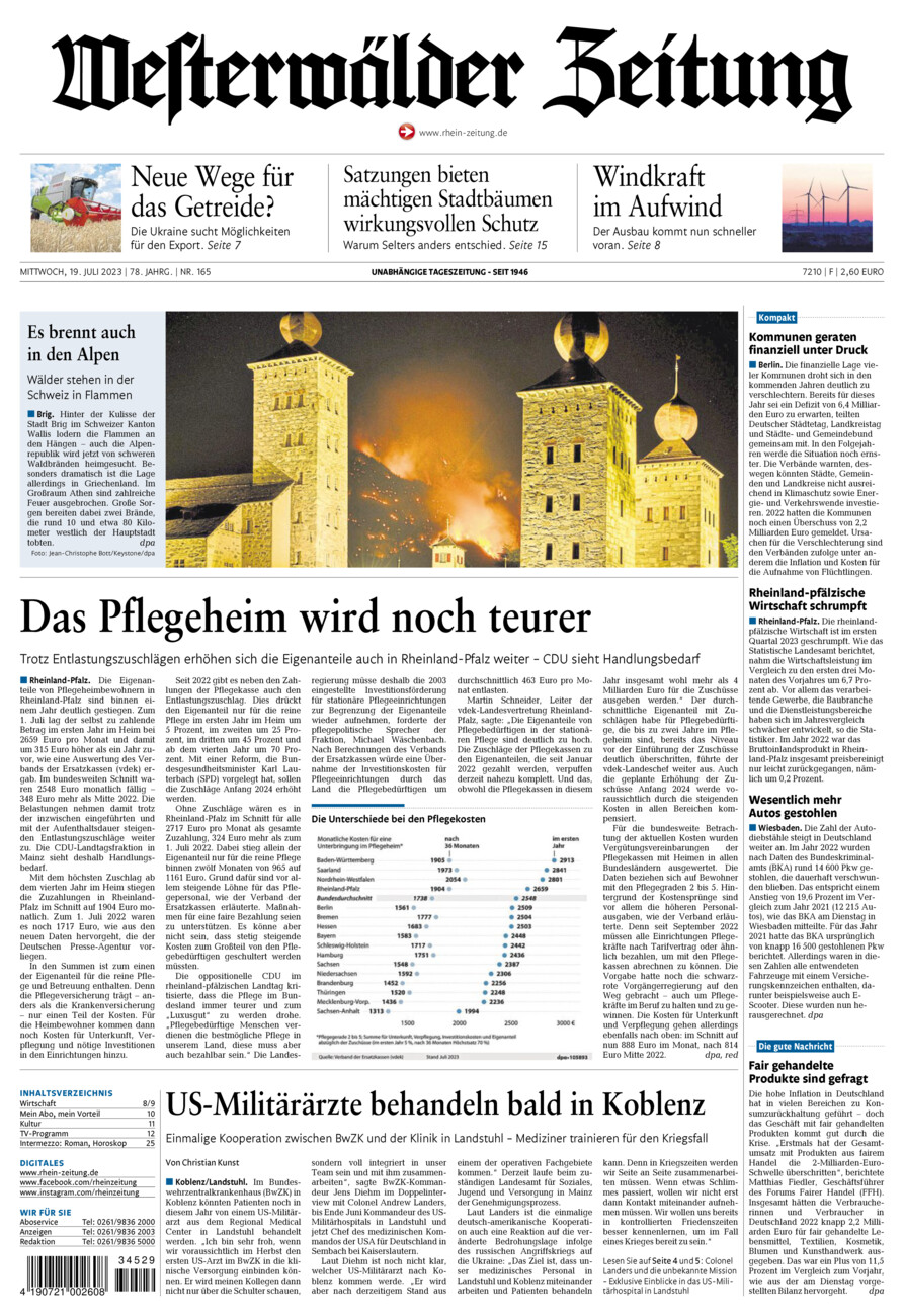 Westerwälder Zeitung vom Mittwoch, 19.07.2023