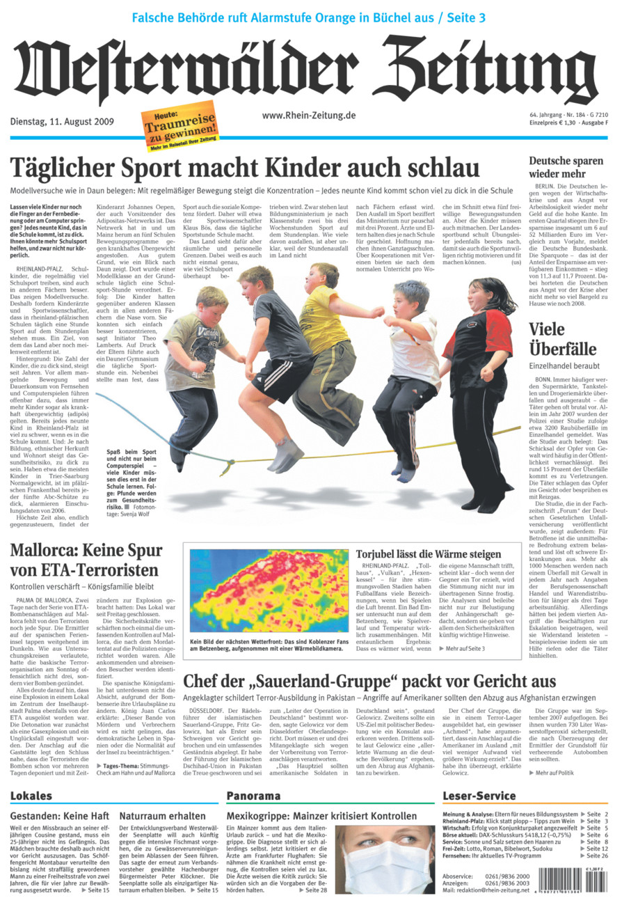 Westerwälder Zeitung vom Dienstag, 11.08.2009