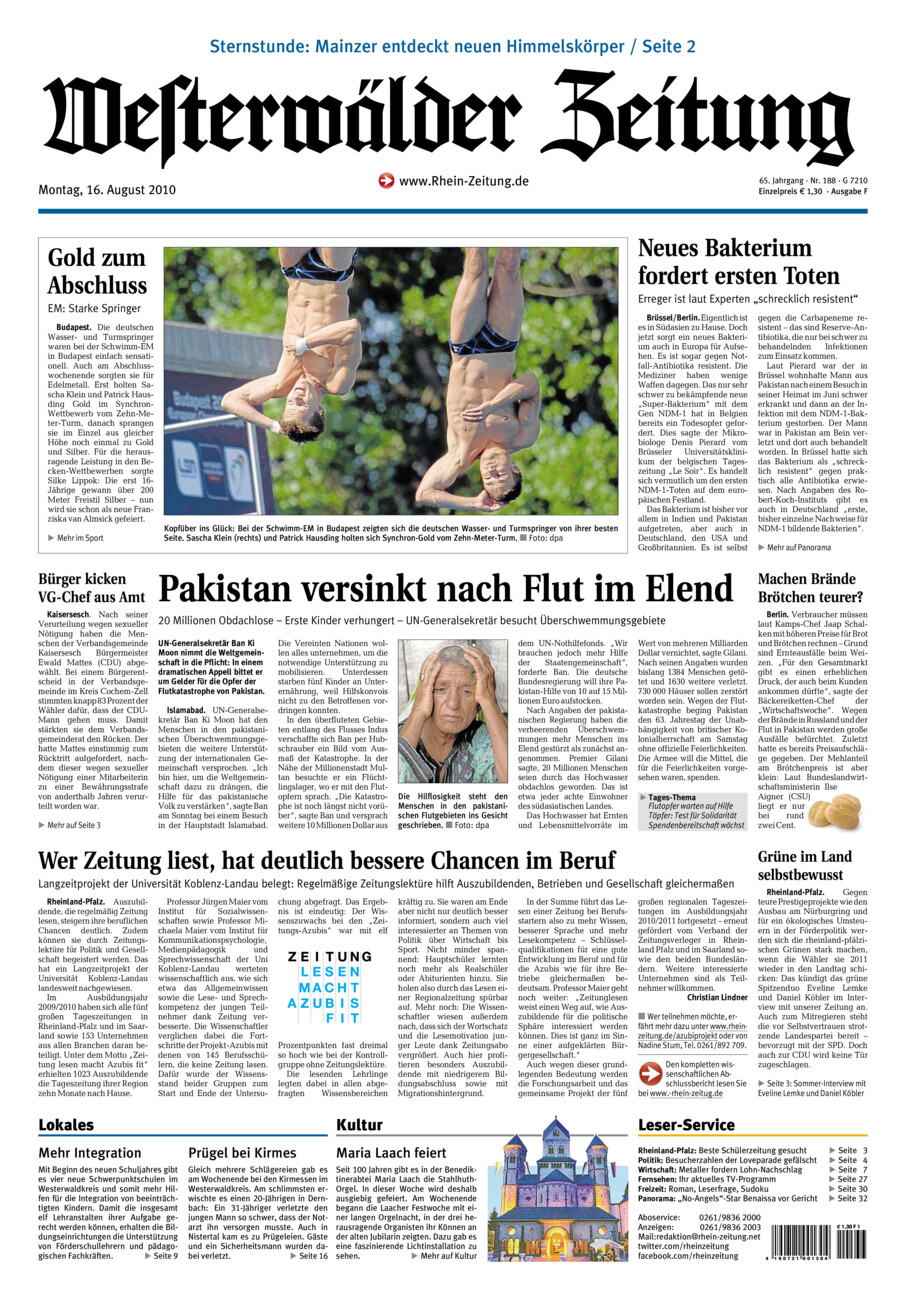 Westerwälder Zeitung vom Montag, 16.08.2010