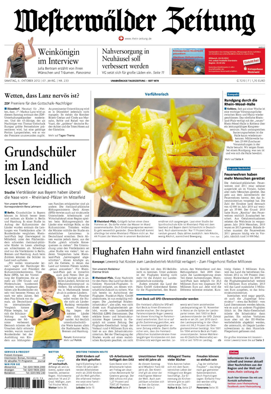 Westerwälder Zeitung vom Samstag, 06.10.2012