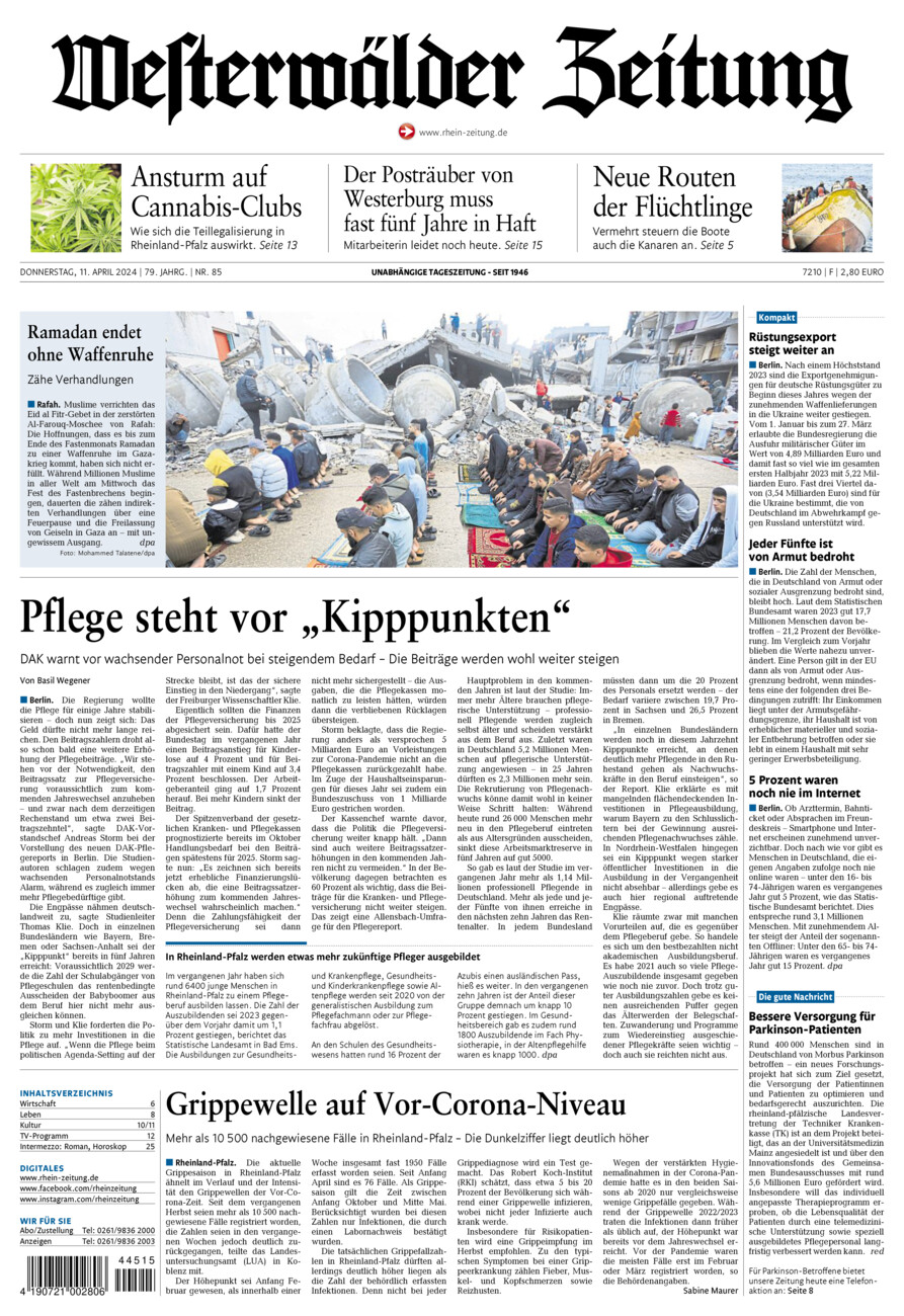 Westerwälder Zeitung vom Donnerstag, 11.04.2024