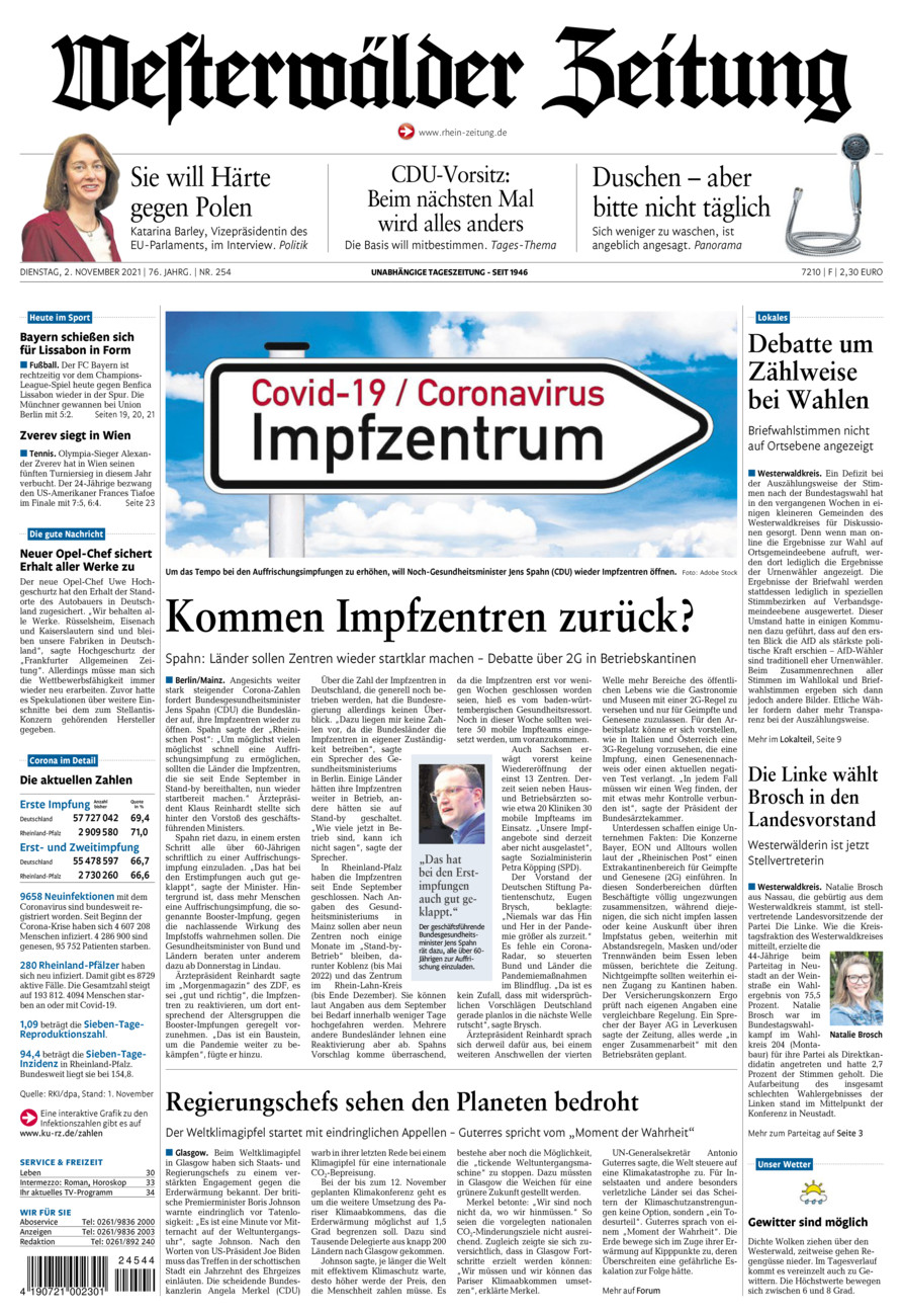 Westerwälder Zeitung vom Dienstag, 02.11.2021