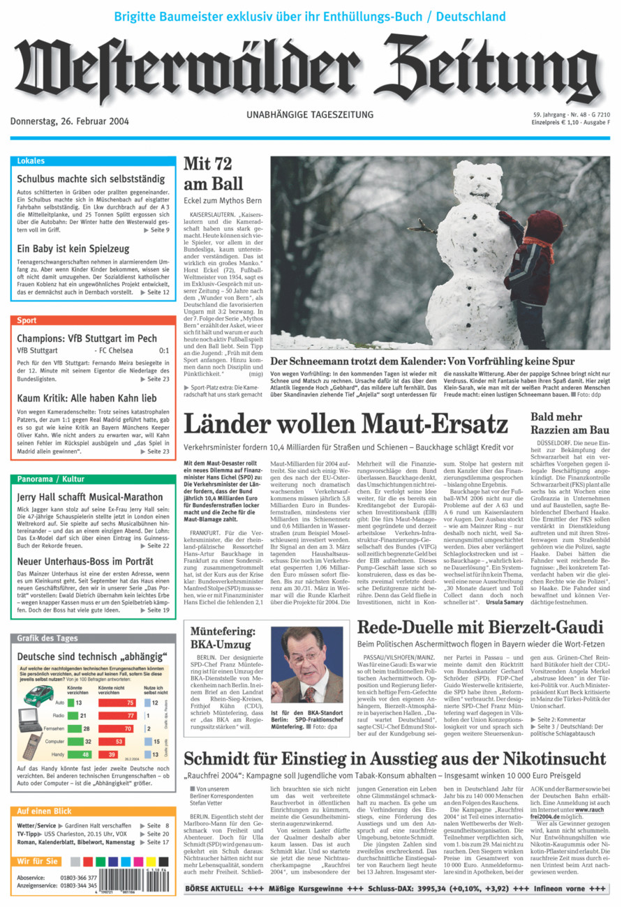Westerwälder Zeitung vom Donnerstag, 26.02.2004