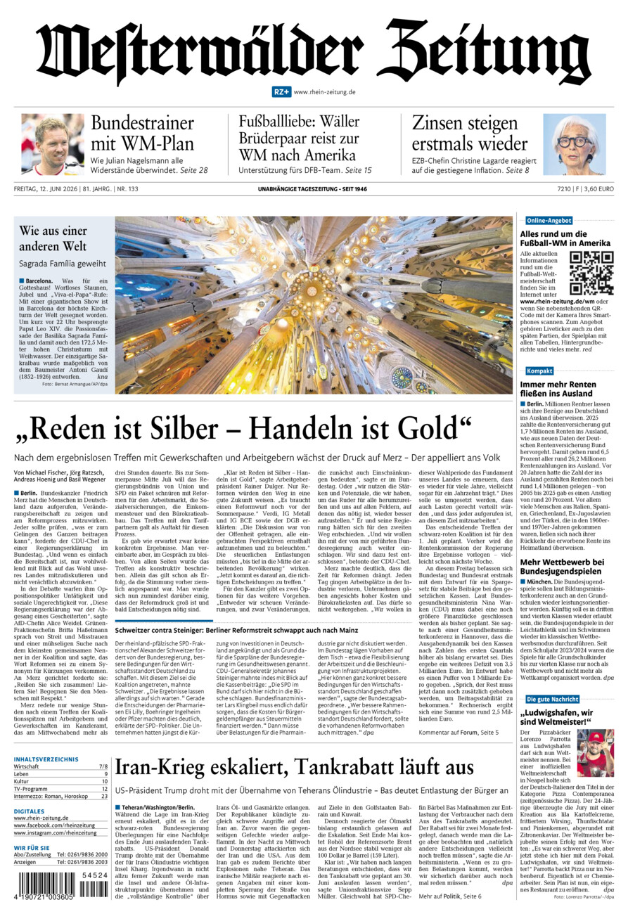 Westerwälder Zeitung vom Freitag, 12.06.2026