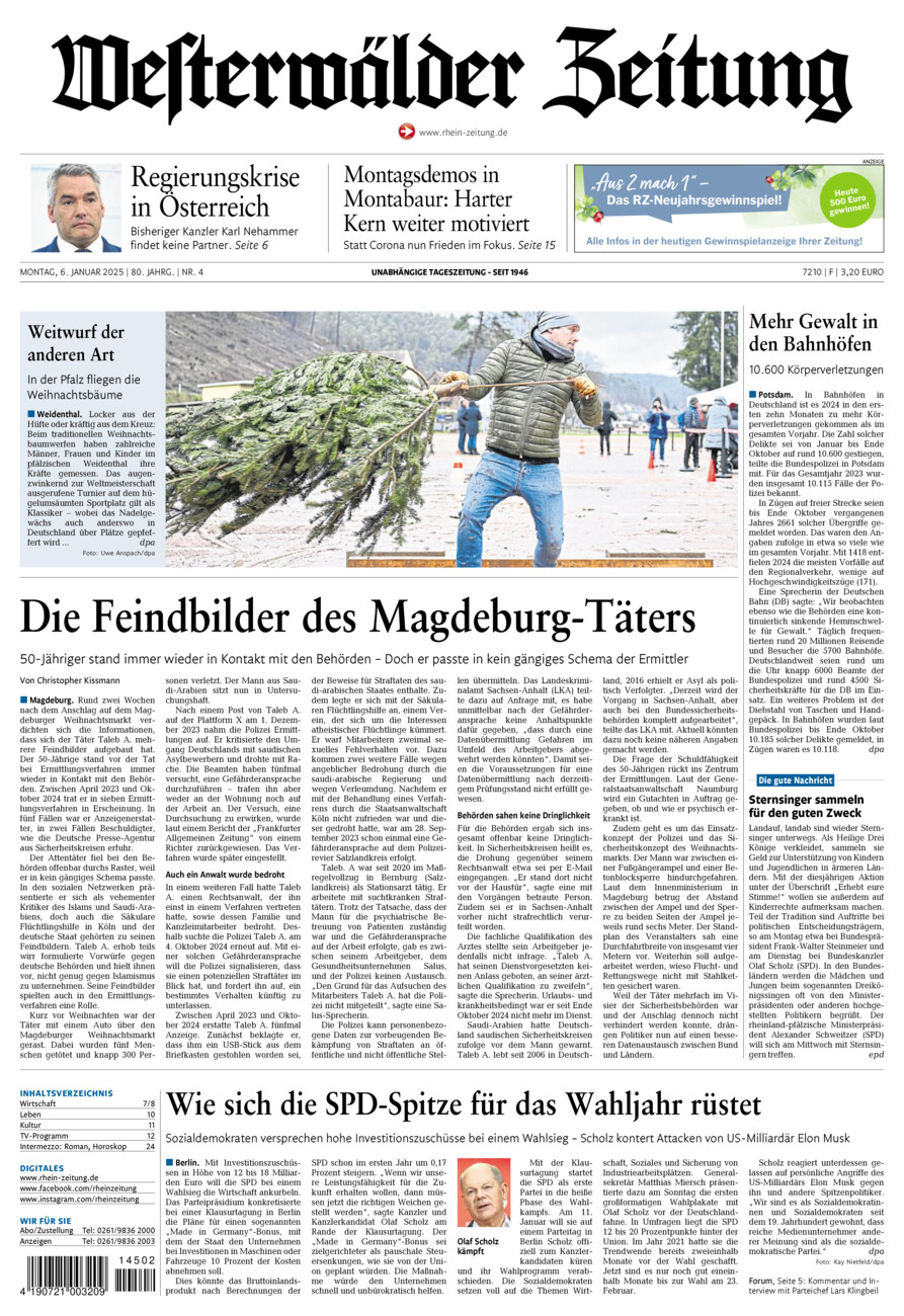 Westerwälder Zeitung vom Montag, 06.01.2025