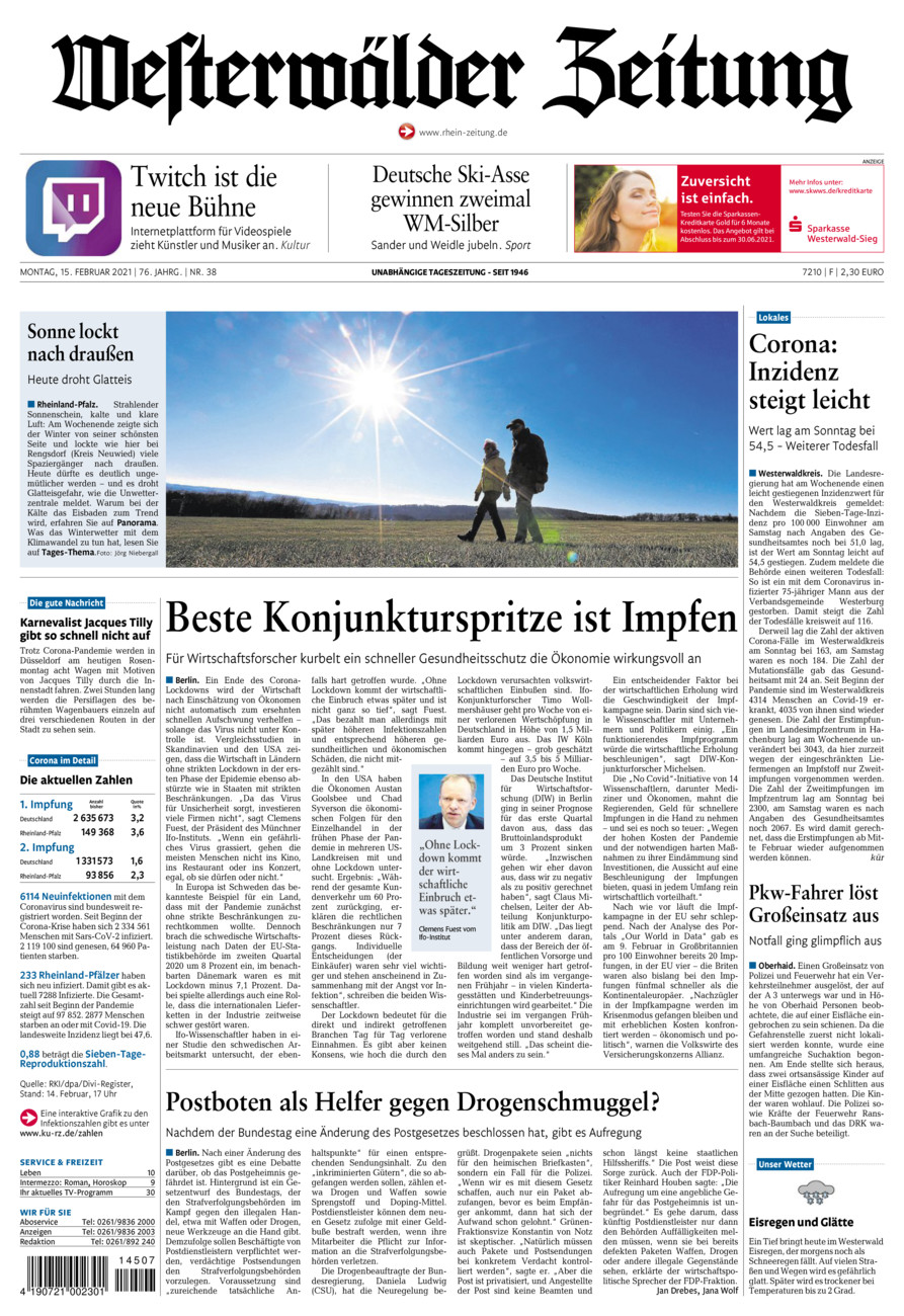 Westerwälder Zeitung vom Montag, 15.02.2021
