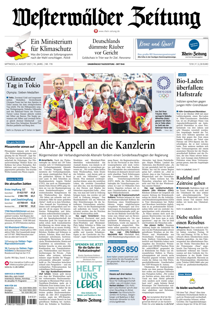 Westerwälder Zeitung vom Mittwoch, 04.08.2021