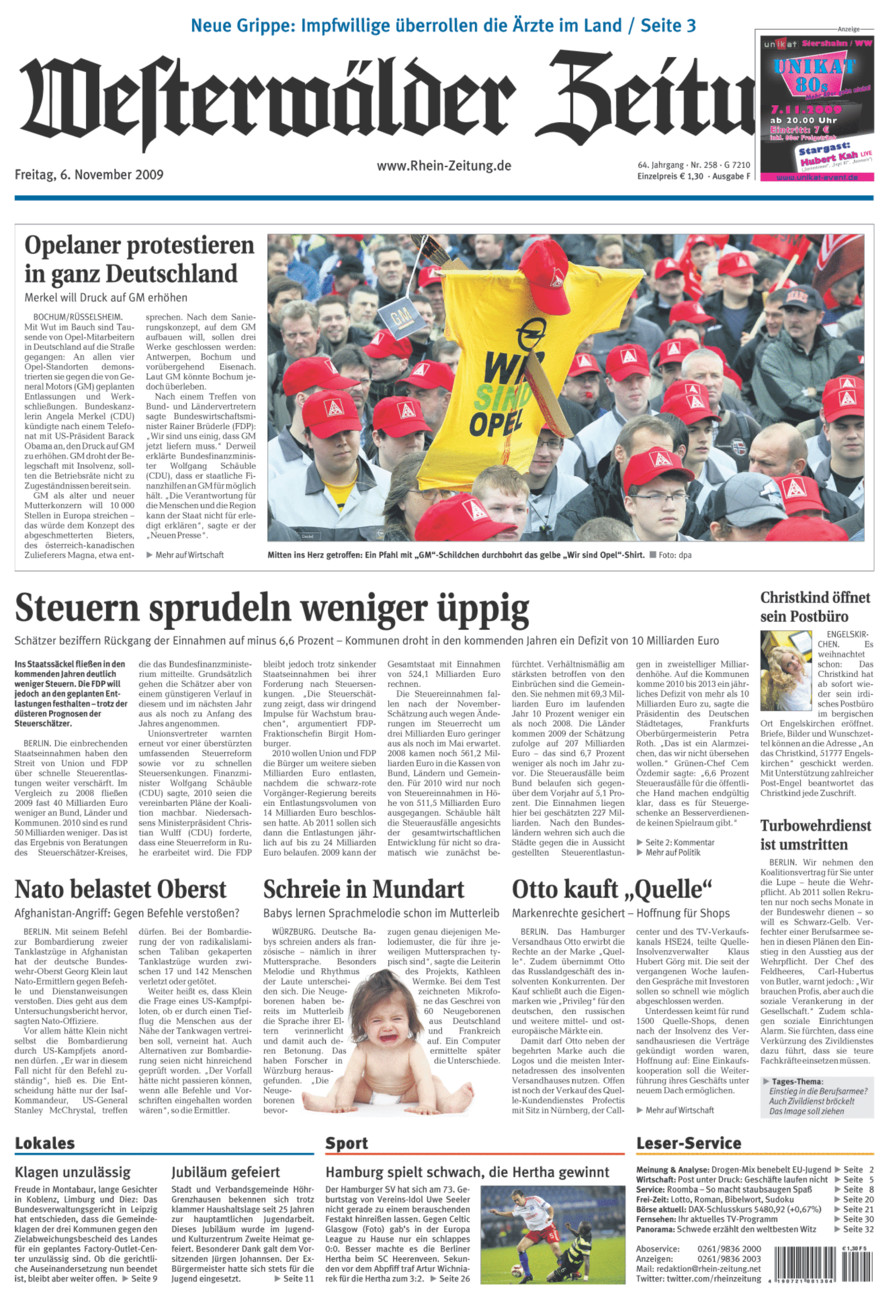 Westerwälder Zeitung vom Freitag, 06.11.2009