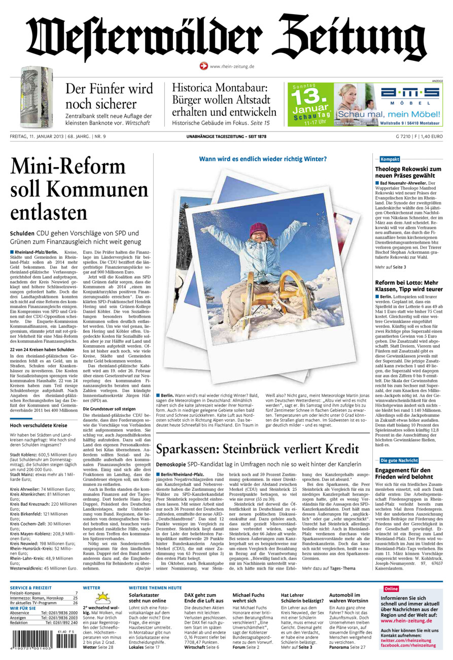 Westerwälder Zeitung vom Freitag, 11.01.2013