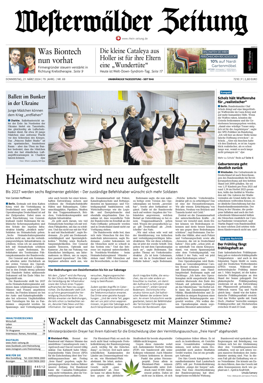 Westerwälder Zeitung vom Donnerstag, 21.03.2024