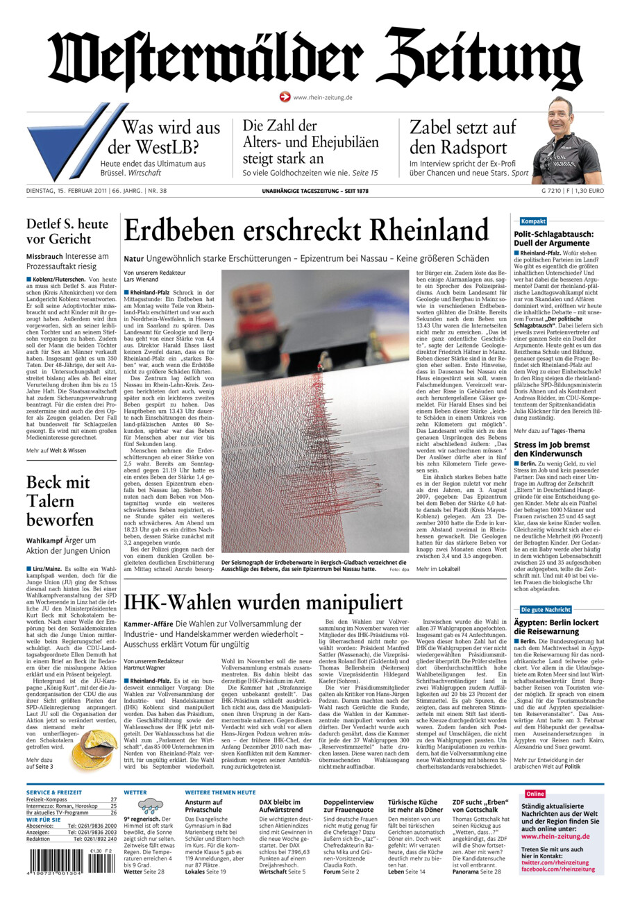 Westerwälder Zeitung vom Dienstag, 15.02.2011