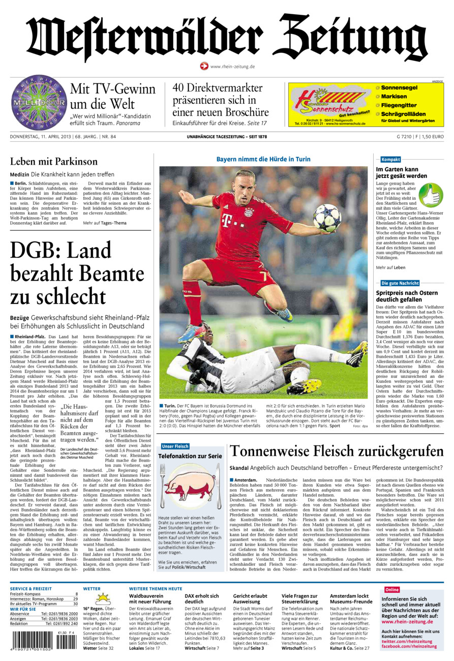 Westerwälder Zeitung vom Donnerstag, 11.04.2013