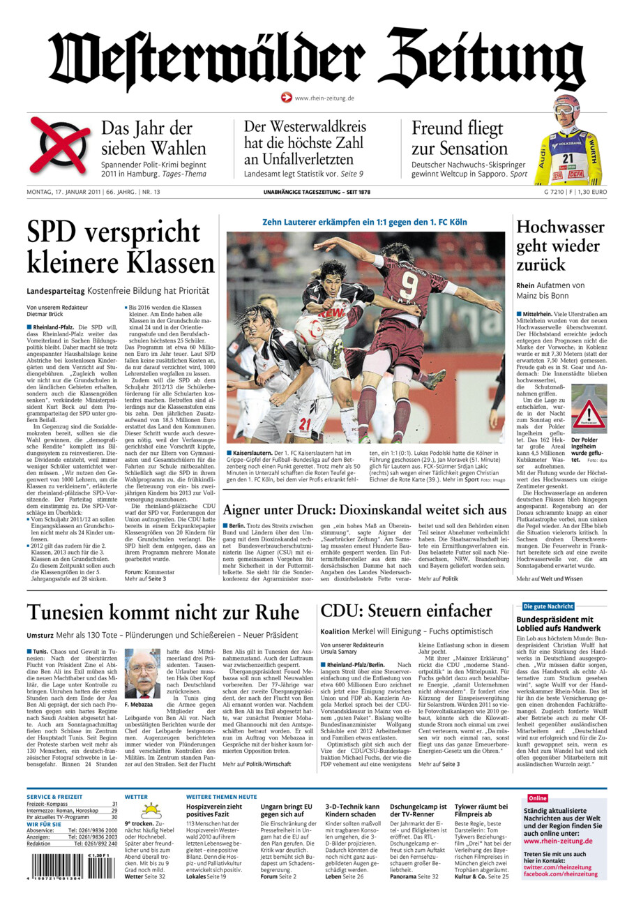 Westerwälder Zeitung vom Montag, 17.01.2011