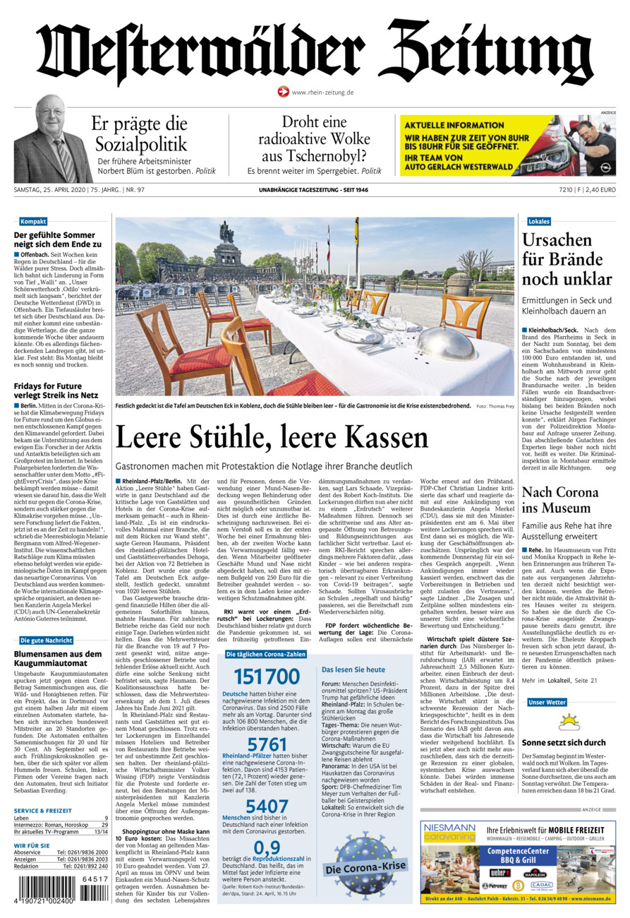 Westerwälder Zeitung vom Samstag, 25.04.2020