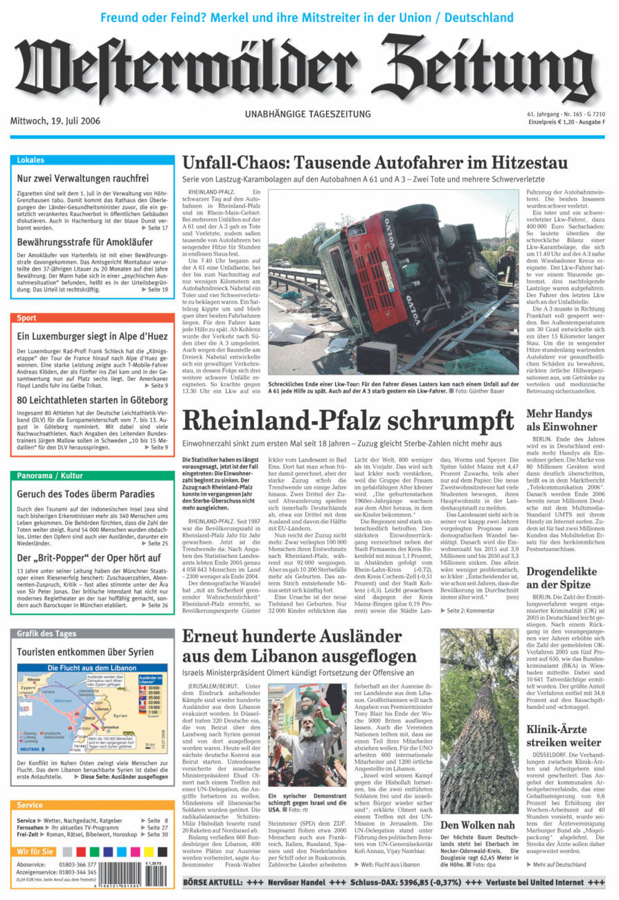 Westerwälder Zeitung vom Mittwoch, 19.07.2006