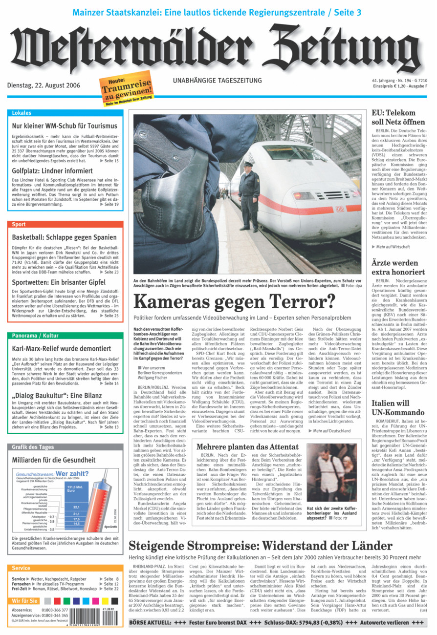 Westerwälder Zeitung vom Dienstag, 22.08.2006