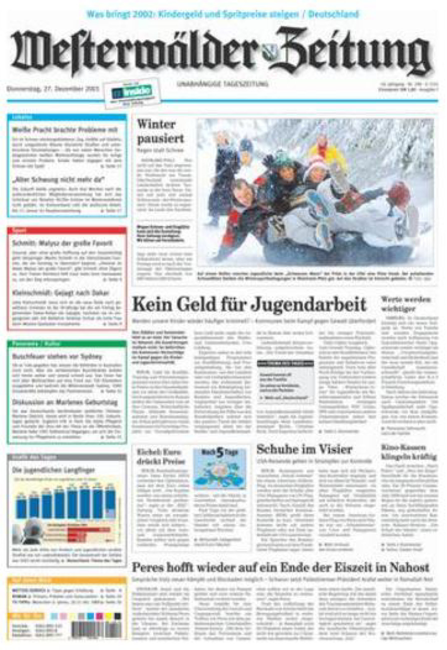 Westerwälder Zeitung vom Donnerstag, 27.12.2001