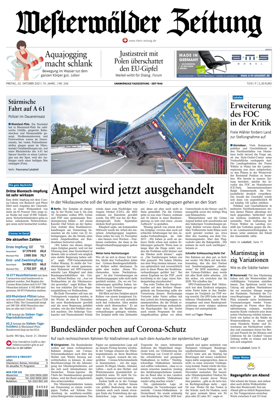 Westerwälder Zeitung vom Freitag, 22.10.2021