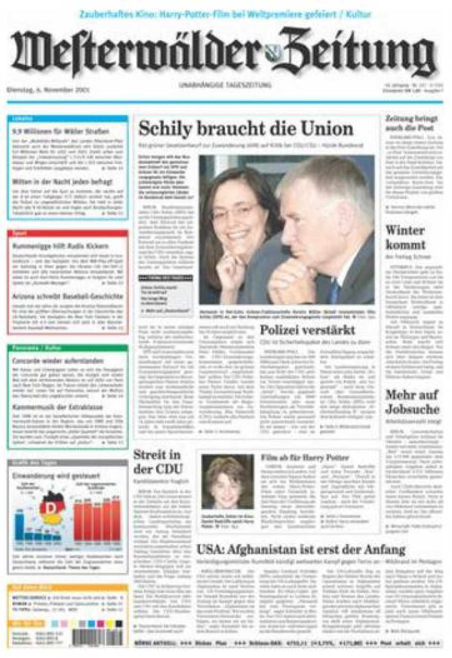 Westerwälder Zeitung vom Dienstag, 06.11.2001