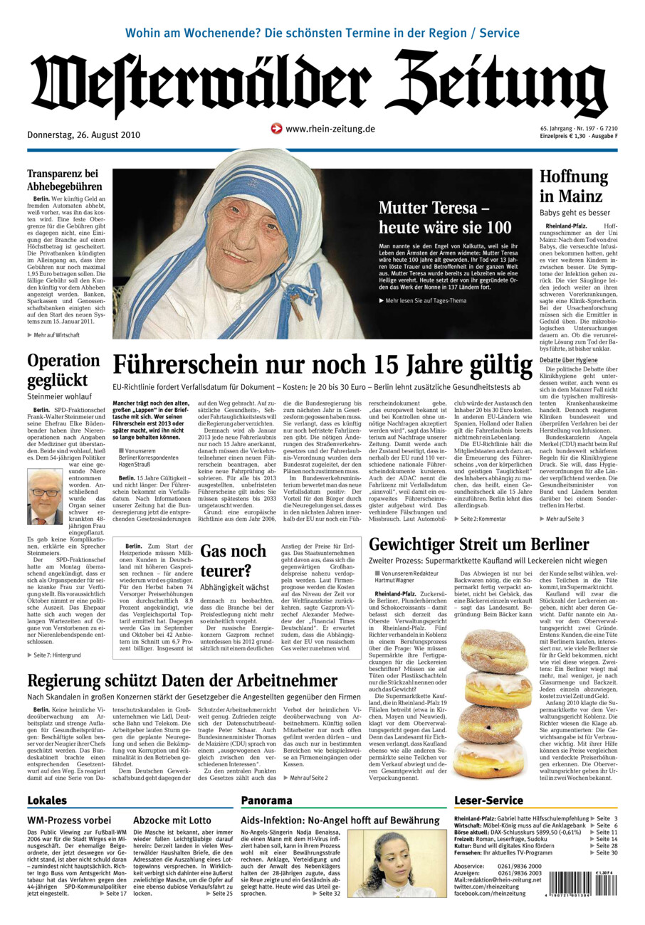 Westerwälder Zeitung vom Donnerstag, 26.08.2010