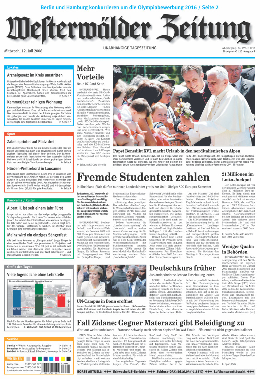 Westerwälder Zeitung vom Mittwoch, 12.07.2006