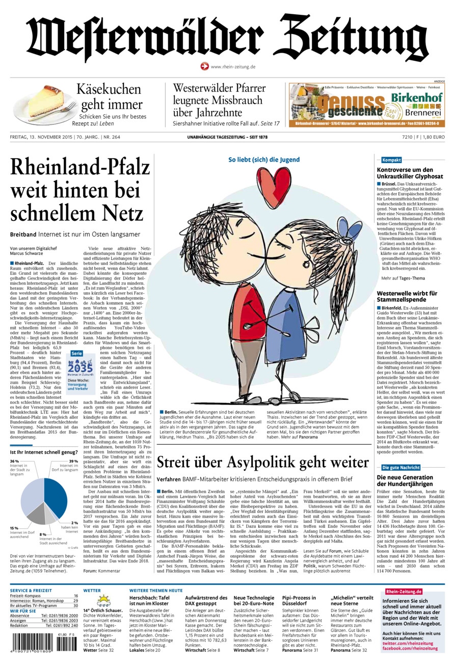 Westerwälder Zeitung vom Freitag, 13.11.2015