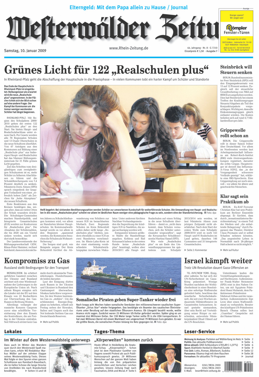 Westerwälder Zeitung vom Samstag, 10.01.2009