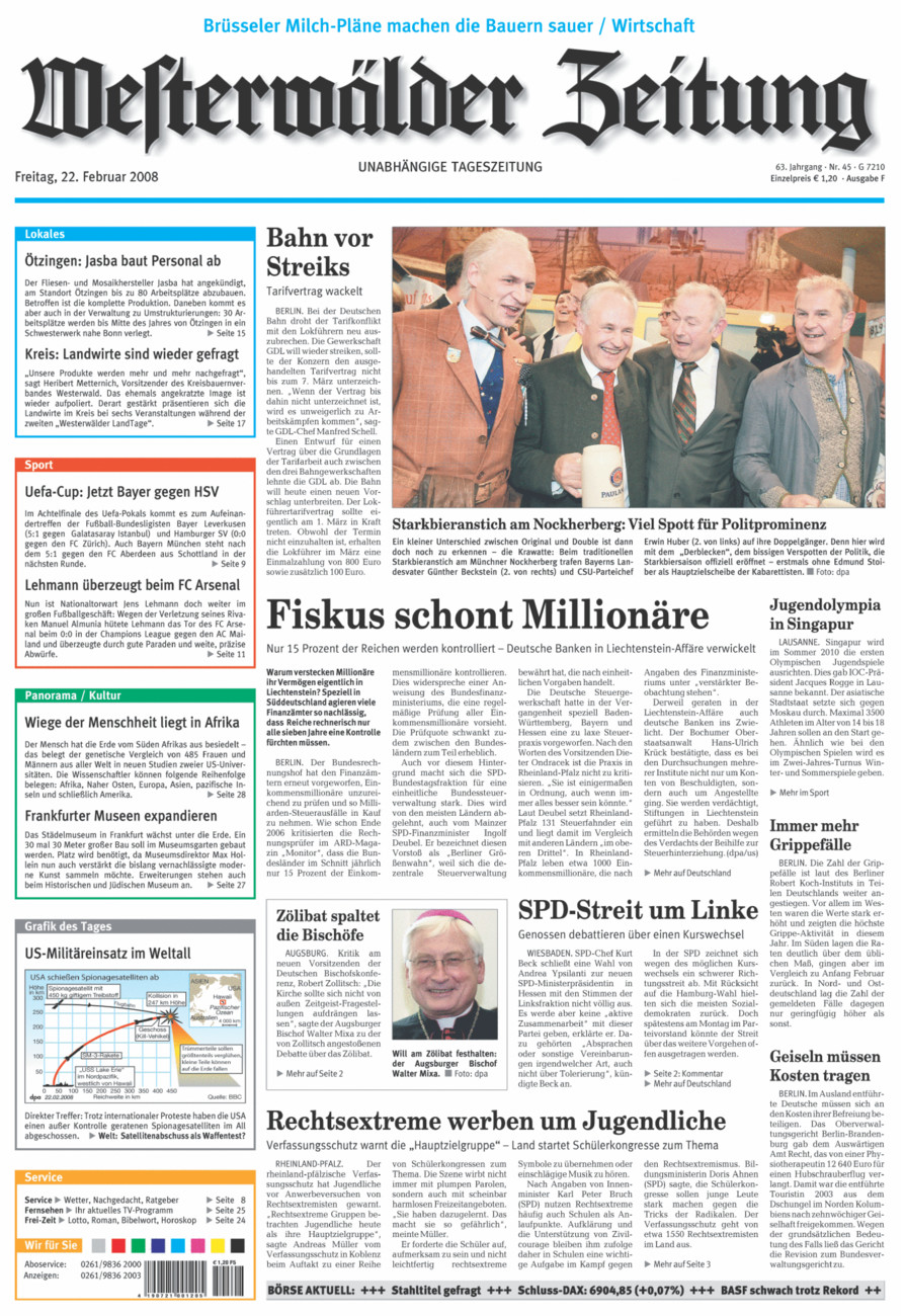 Westerwälder Zeitung vom Freitag, 22.02.2008