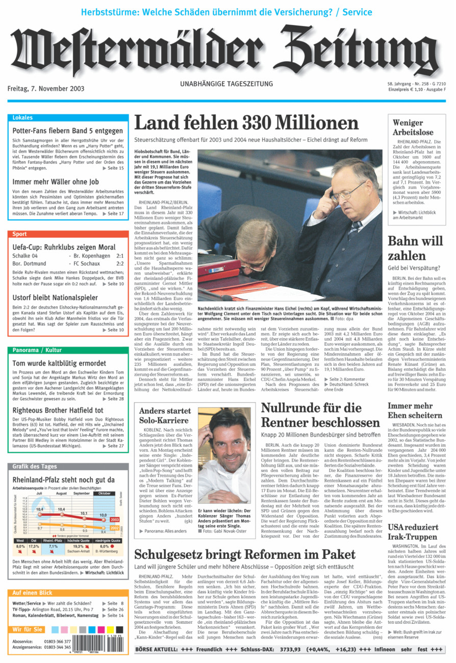 Westerwälder Zeitung vom Freitag, 07.11.2003