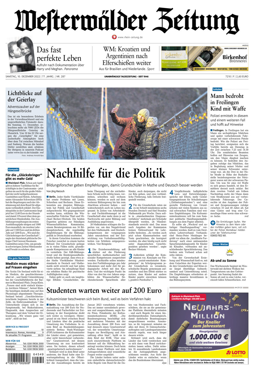 Westerwälder Zeitung vom Samstag, 10.12.2022