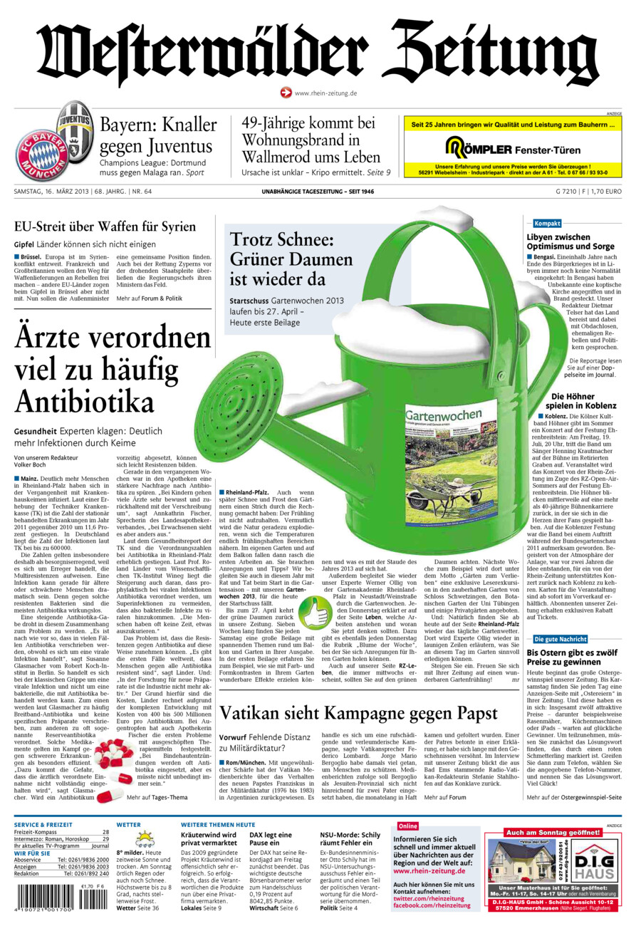 Westerwälder Zeitung vom Samstag, 16.03.2013