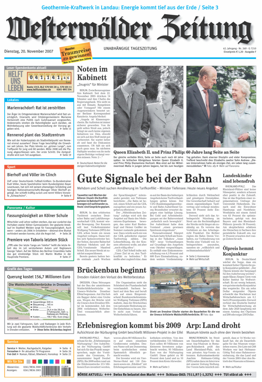 Westerwälder Zeitung vom Dienstag, 20.11.2007
