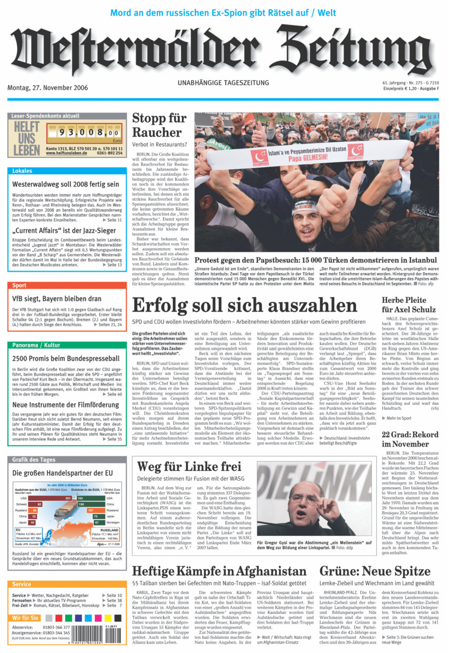Westerwälder Zeitung vom Montag, 27.11.2006