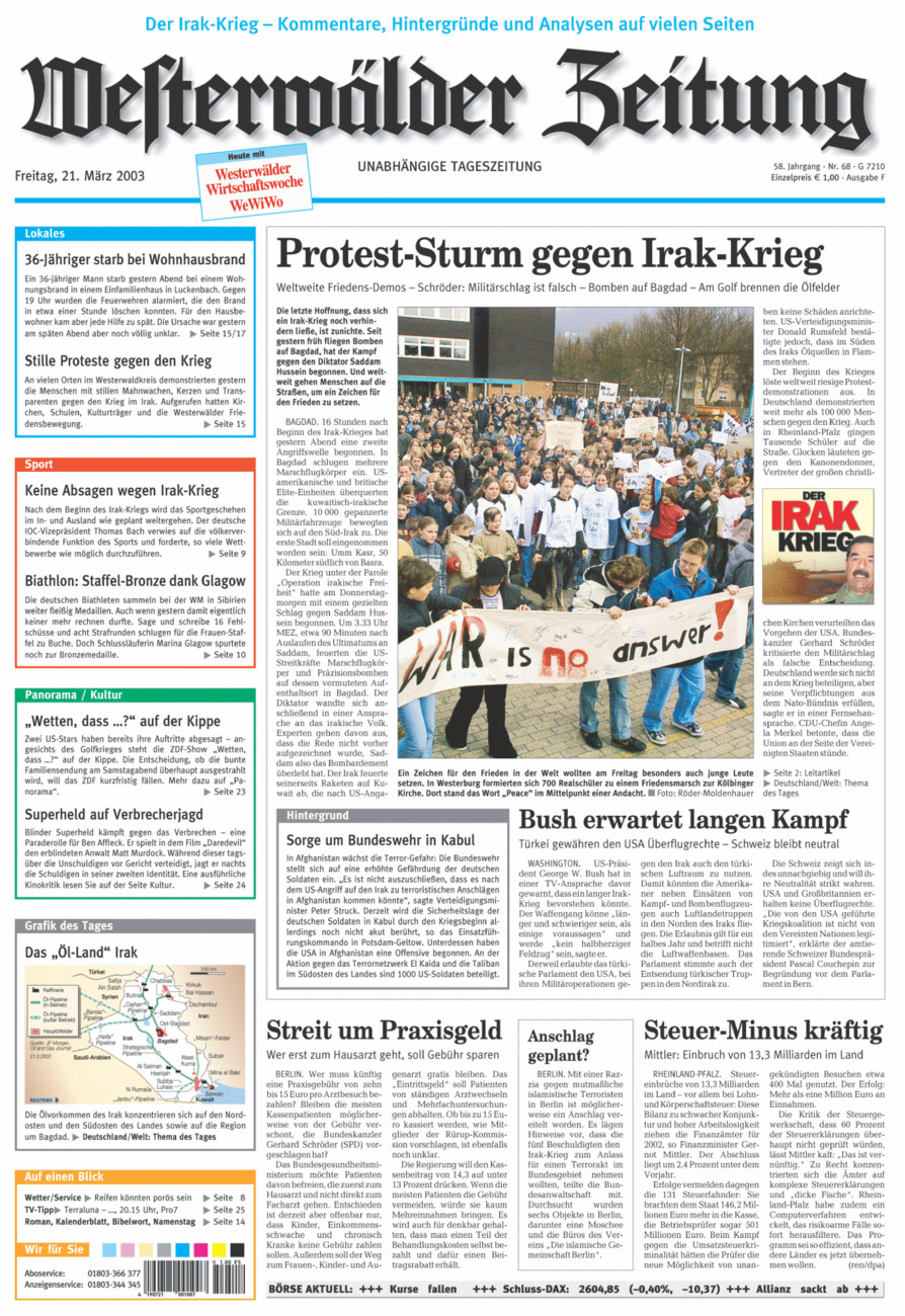 Westerwälder Zeitung vom Freitag, 21.03.2003