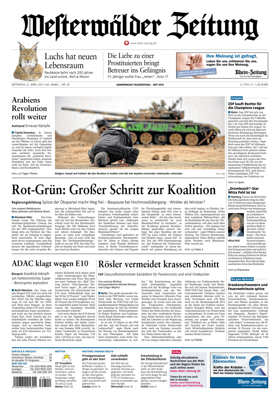 Westerwälder Zeitung vom Mittwoch, 06.04.2011