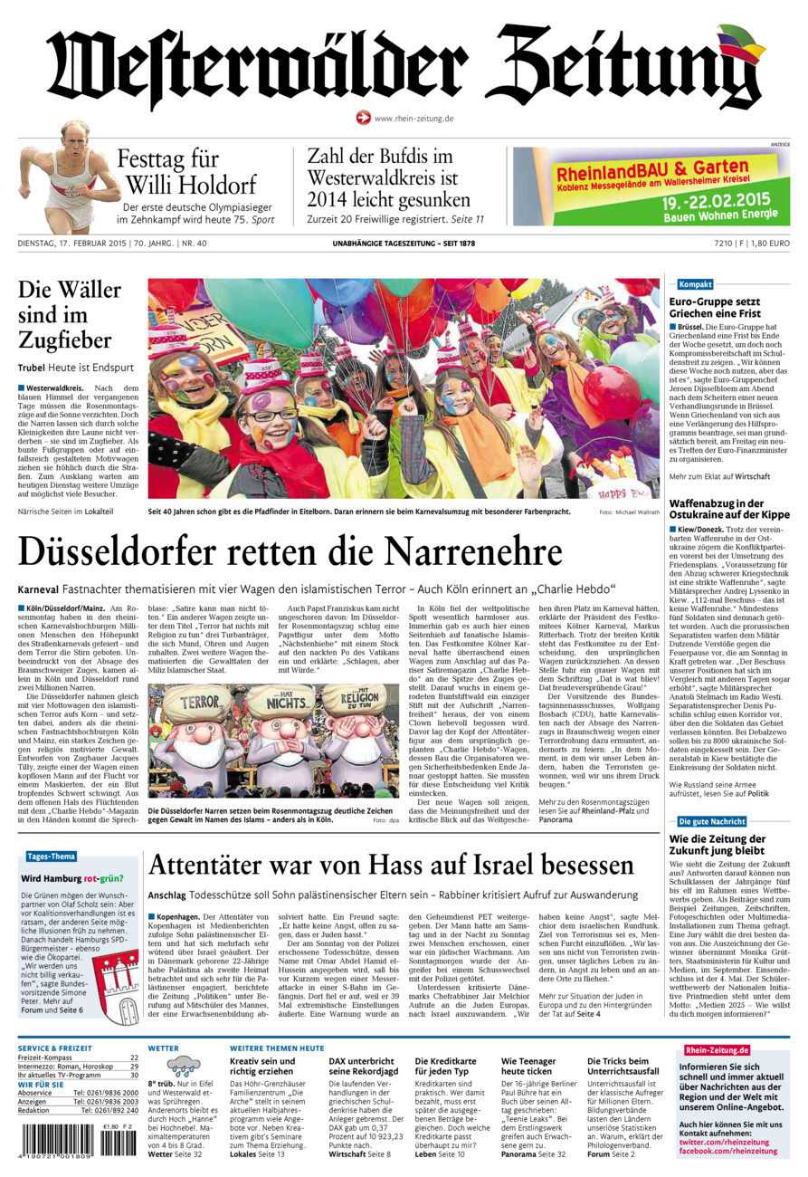 Westerwälder Zeitung vom Dienstag, 17.02.2015
