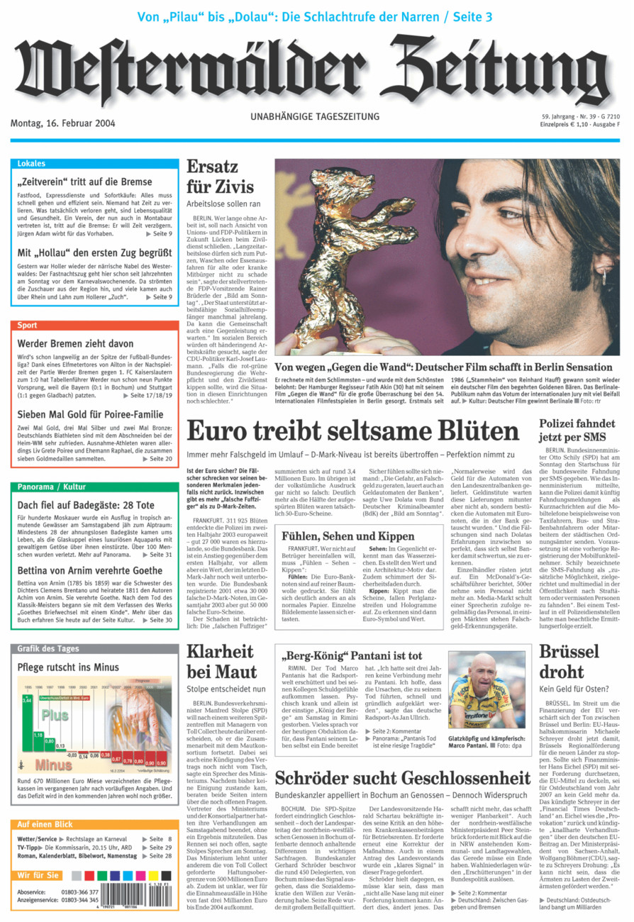 Westerwälder Zeitung vom Montag, 16.02.2004