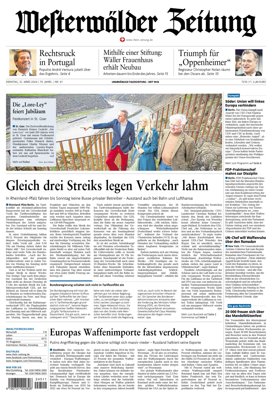 Westerwälder Zeitung vom Dienstag, 12.03.2024