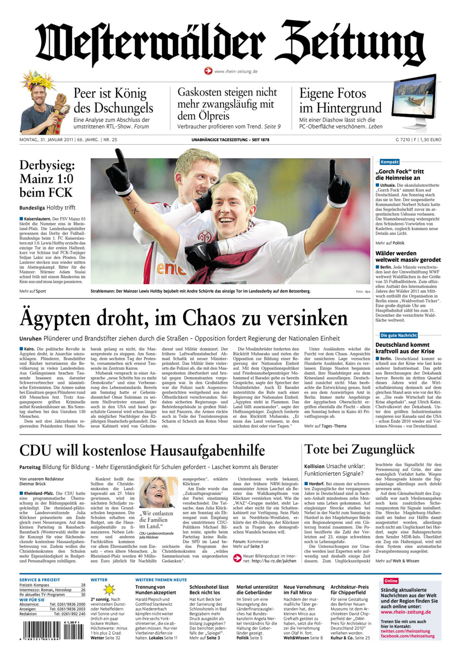 Westerwälder Zeitung vom Montag, 31.01.2011