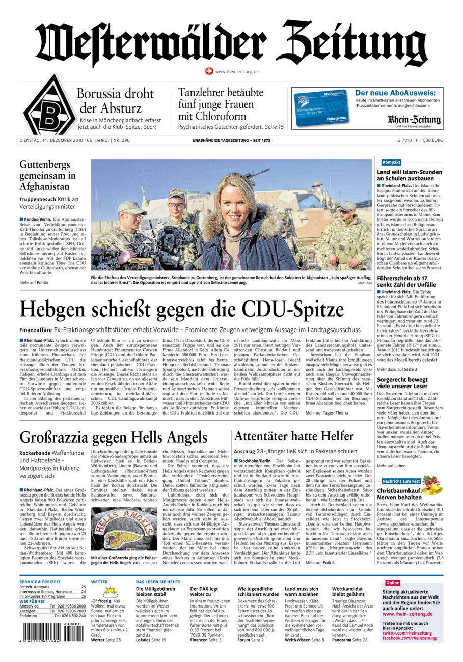 Westerwälder Zeitung vom Dienstag, 14.12.2010