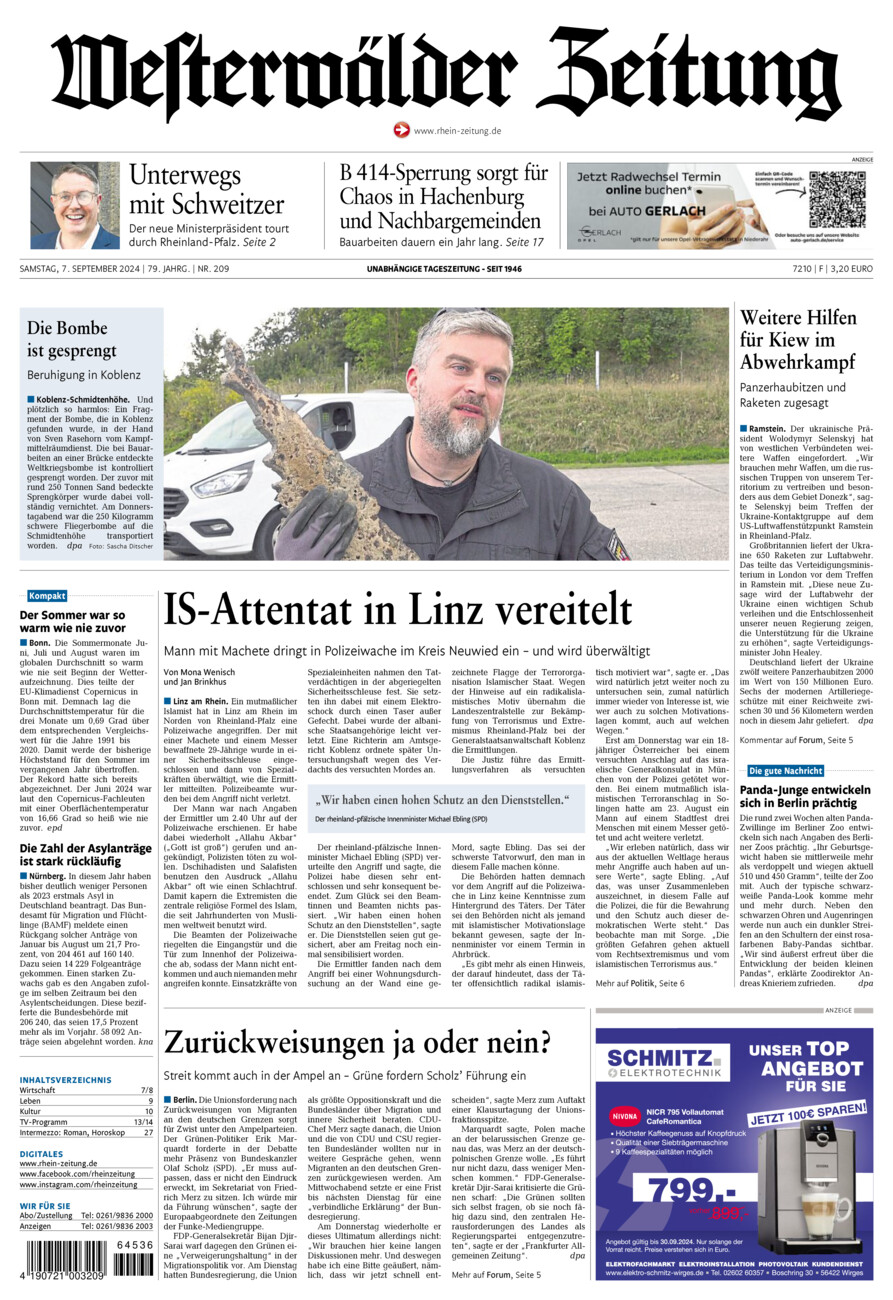 Westerwälder Zeitung vom Samstag, 07.09.2024