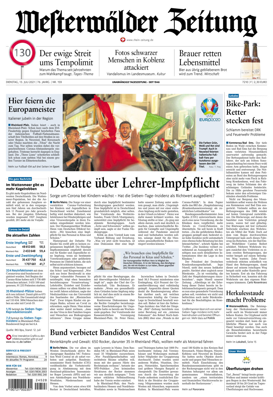 Westerwälder Zeitung vom Dienstag, 13.07.2021