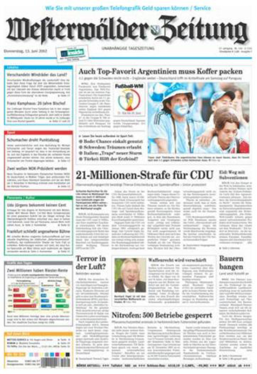 Westerwälder Zeitung vom Donnerstag, 13.06.2002