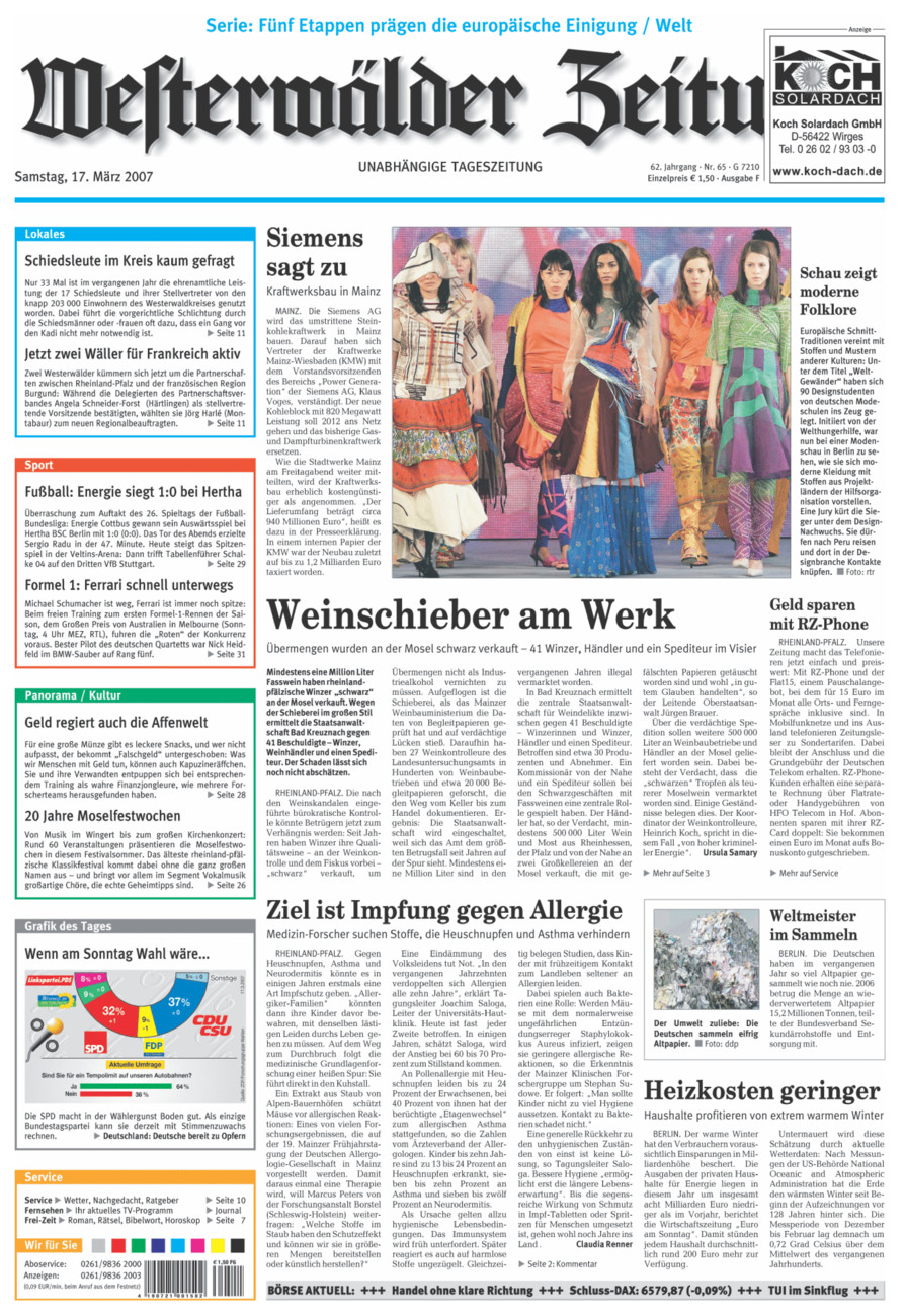 Westerwälder Zeitung vom Samstag, 17.03.2007