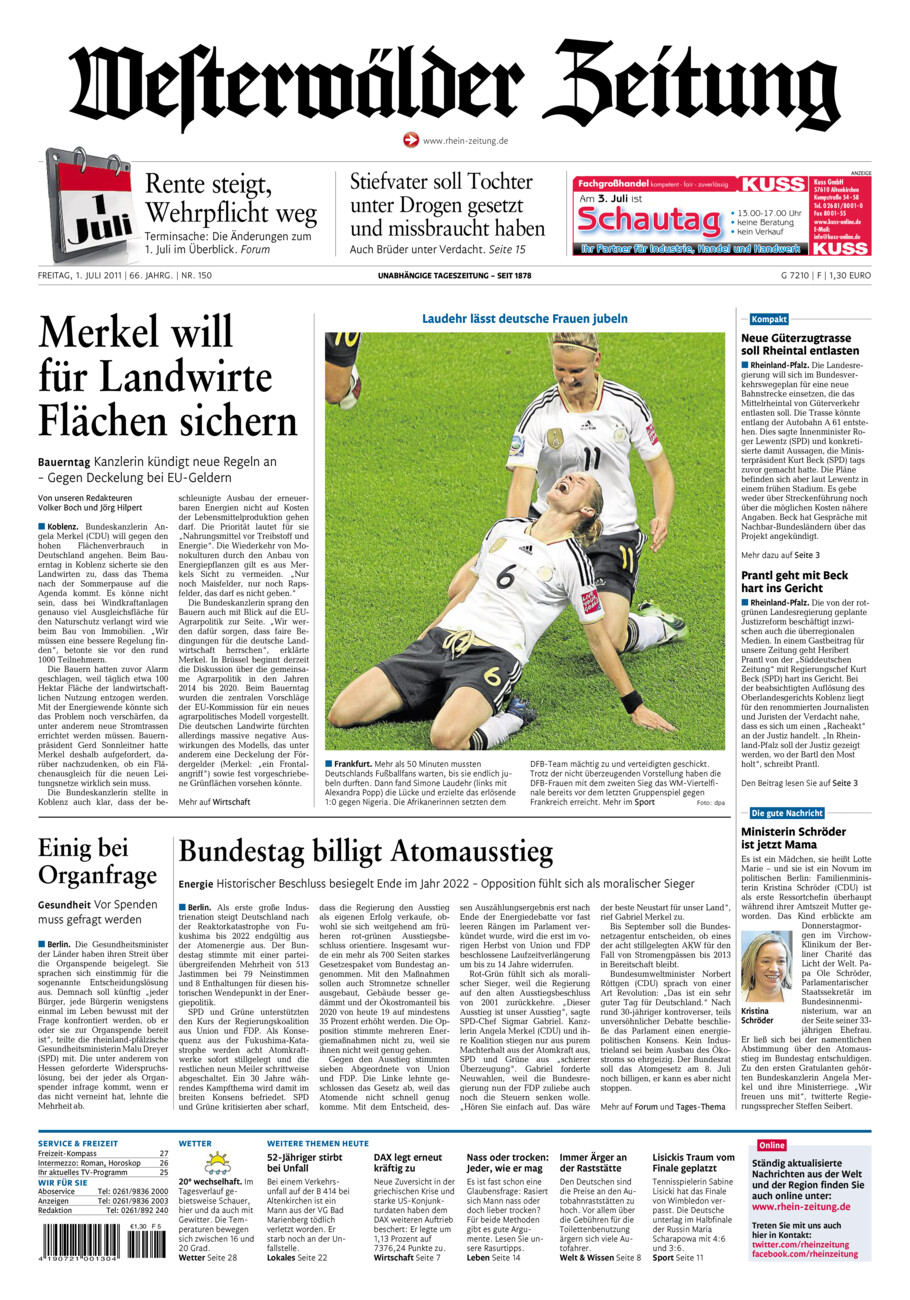 Westerwälder Zeitung vom Freitag, 01.07.2011
