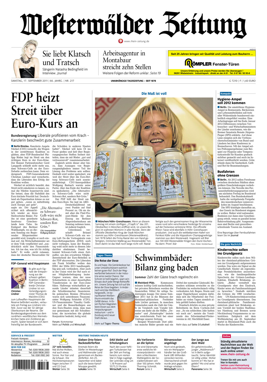 Westerwälder Zeitung vom Samstag, 17.09.2011