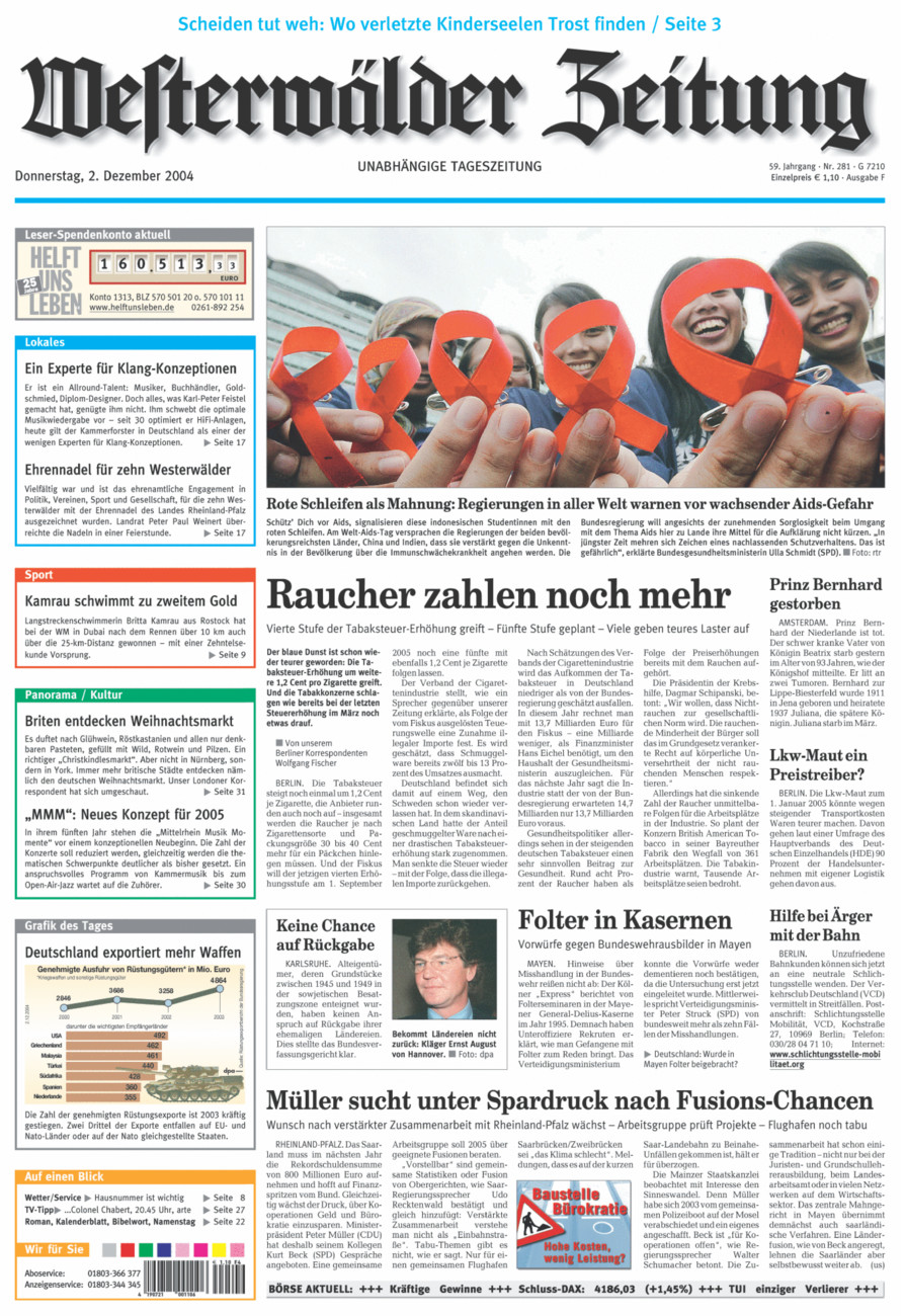 Westerwälder Zeitung vom Donnerstag, 02.12.2004