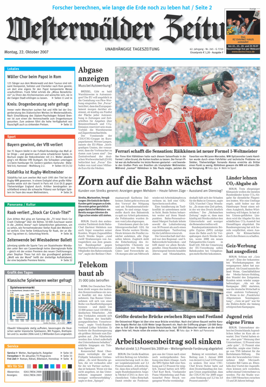 Westerwälder Zeitung vom Montag, 22.10.2007